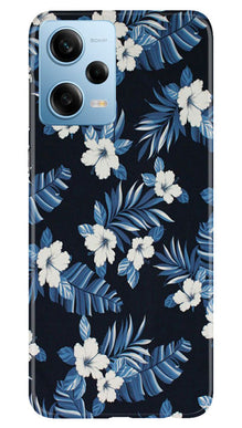 White flowers Blue Background2 Mobile Back Case for Redmi Note 12 5G (Design - 15)