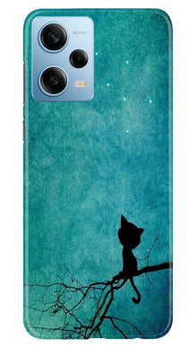 Moon cat Mobile Back Case for Redmi Note 12 5G (Design - 70)