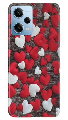 Red White Hearts Mobile Back Case for Redmi Note 12 5G  (Design - 105)