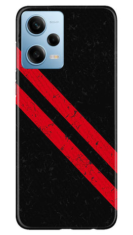Black Red Pattern Mobile Back Case for Redmi Note 12 5G (Design - 332)