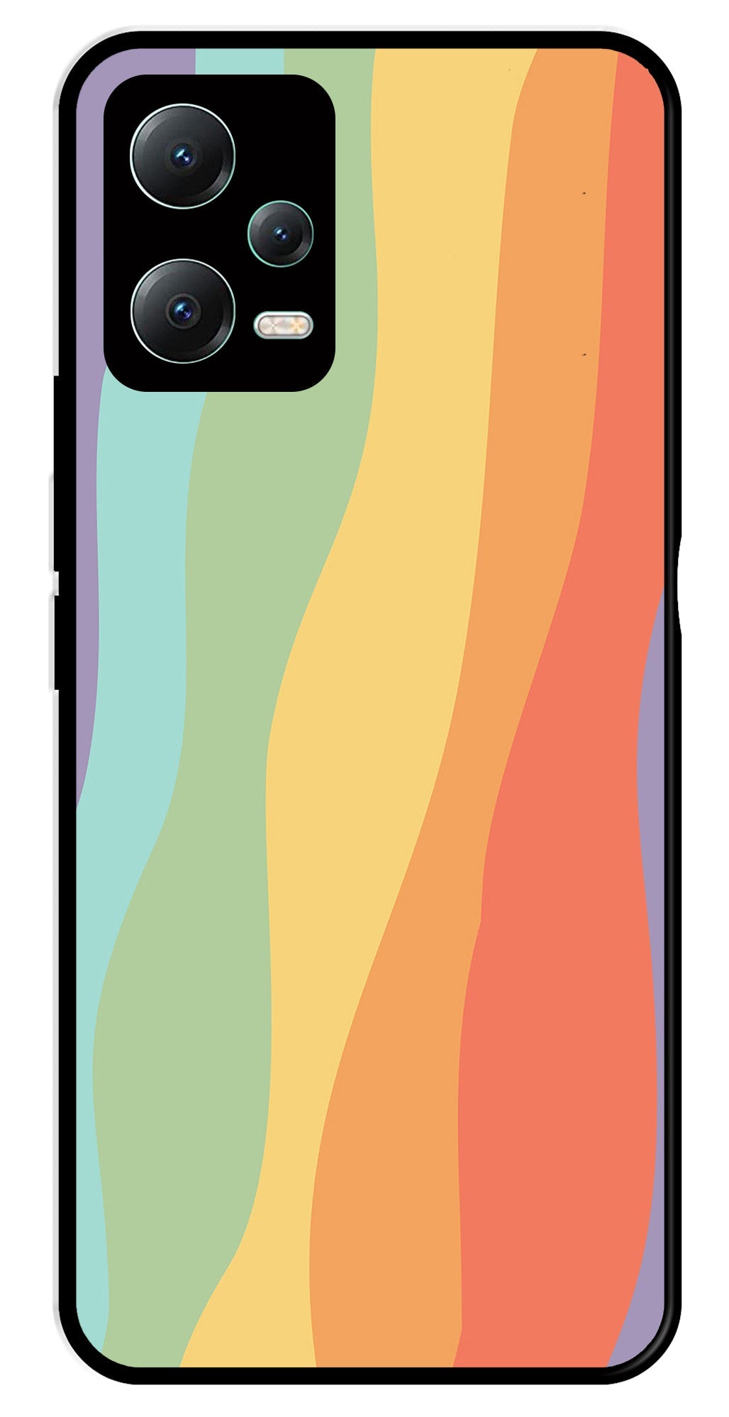 Muted Rainbow Metal Mobile Case for Redmi Note 12 Pro Plus 5G   (Design No -02)