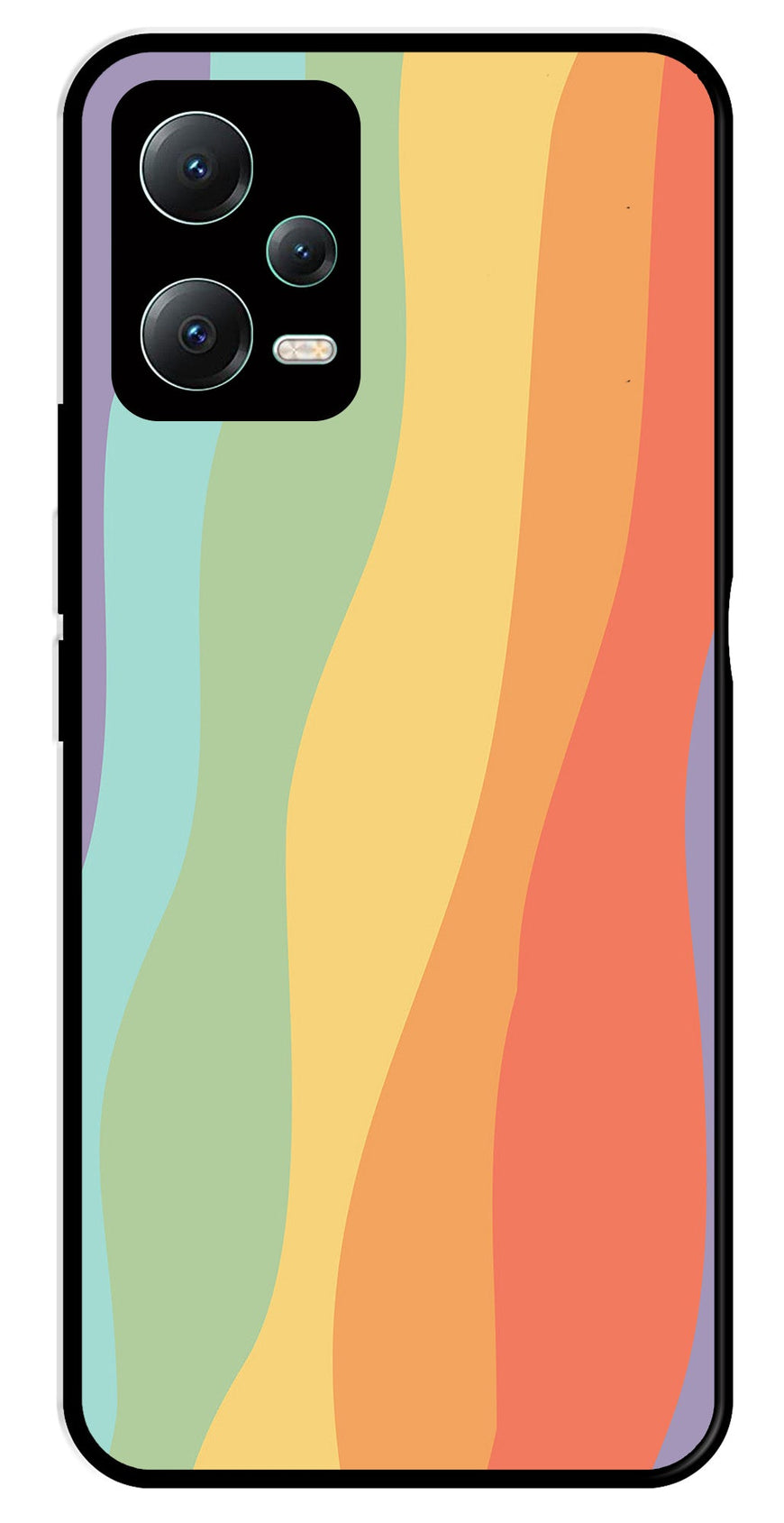 Muted Rainbow Metal Mobile Case for Redmi Note 12 Pro 5G   (Design No -02)