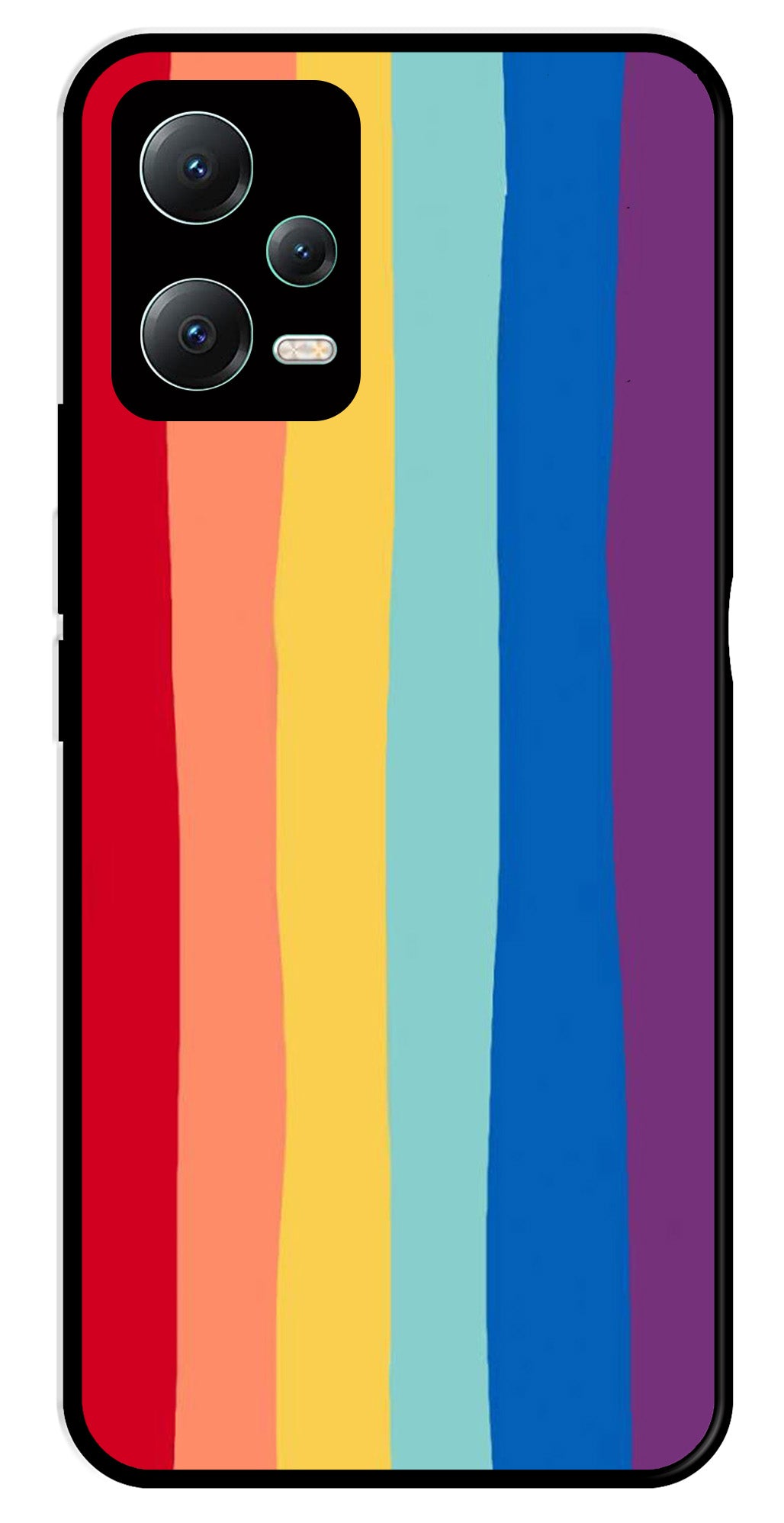 Rainbow MultiColor Metal Mobile Case for Redmi Note 12 Pro Plus 5G   (Design No -03)