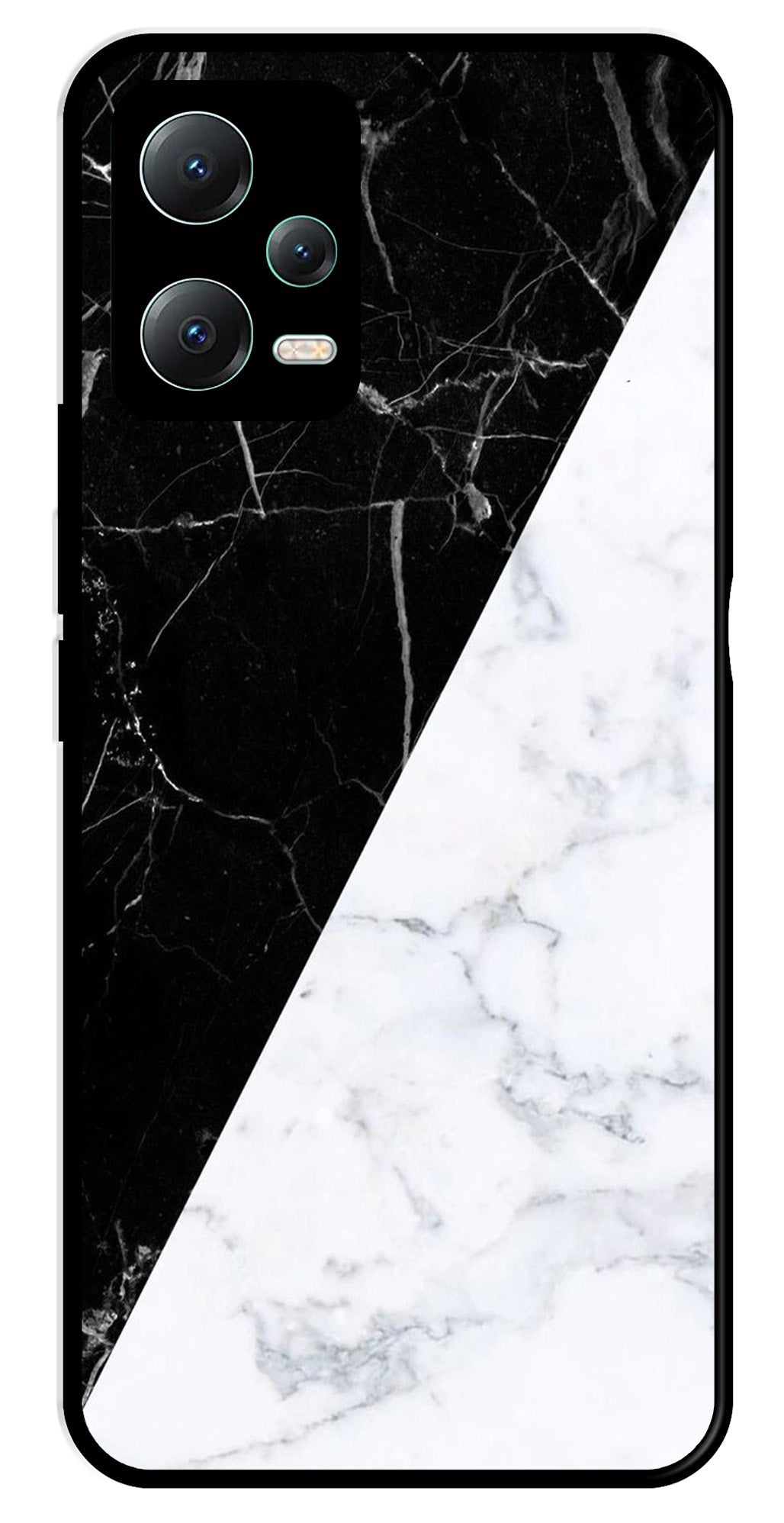 Black White Marble Design Metal Mobile Case for Redmi Note 12 Pro Plus 5G   (Design No -09)