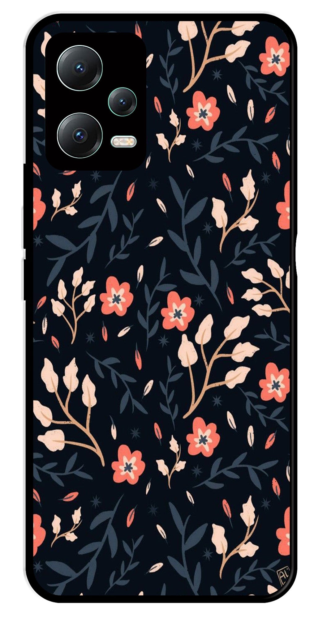 Floral Pattern Metal Mobile Case for Redmi Note 12 Pro Plus 5G   (Design No -10)