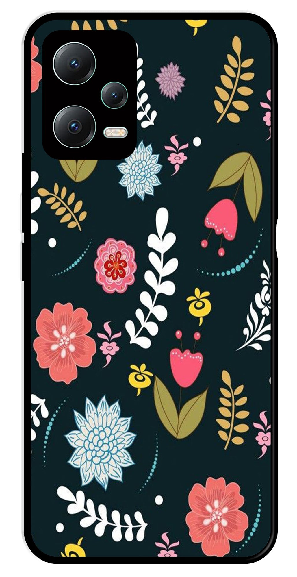 Floral Pattern2 Metal Mobile Case for Redmi Note 12 Pro Plus 5G   (Design No -12)