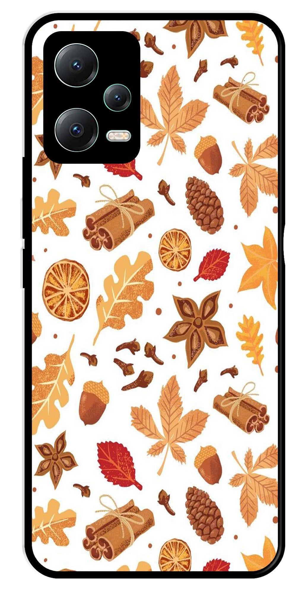 Autumn Leaf Metal Mobile Case for Redmi Note 12 Pro Plus 5G   (Design No -19)
