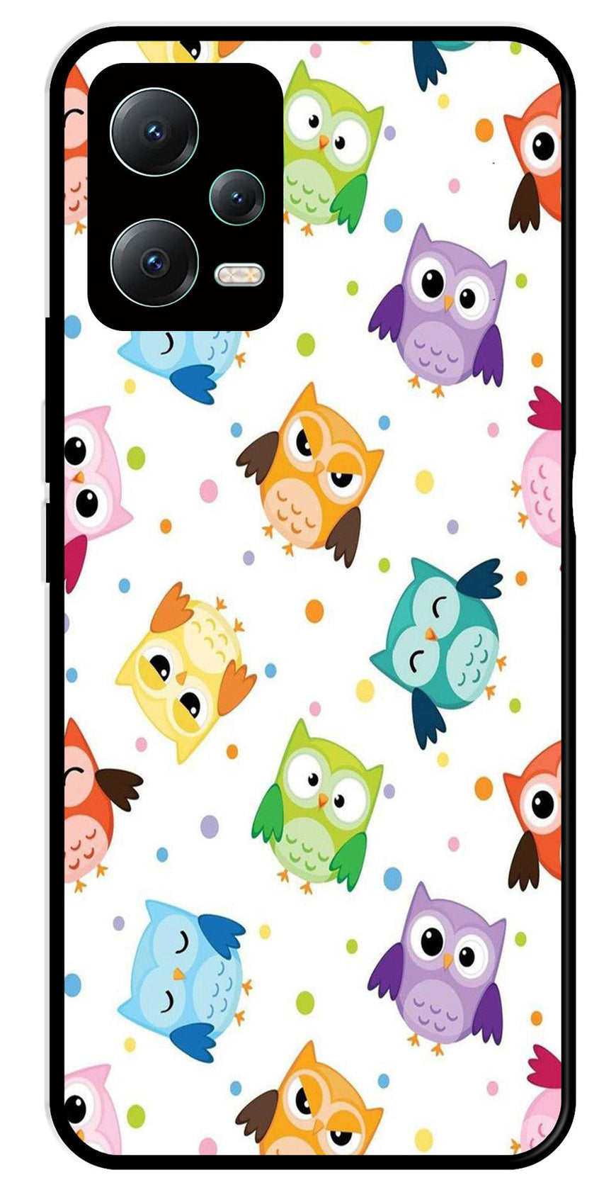 Owls Pattern Metal Mobile Case for Poco X5 5G   (Design No -20)
