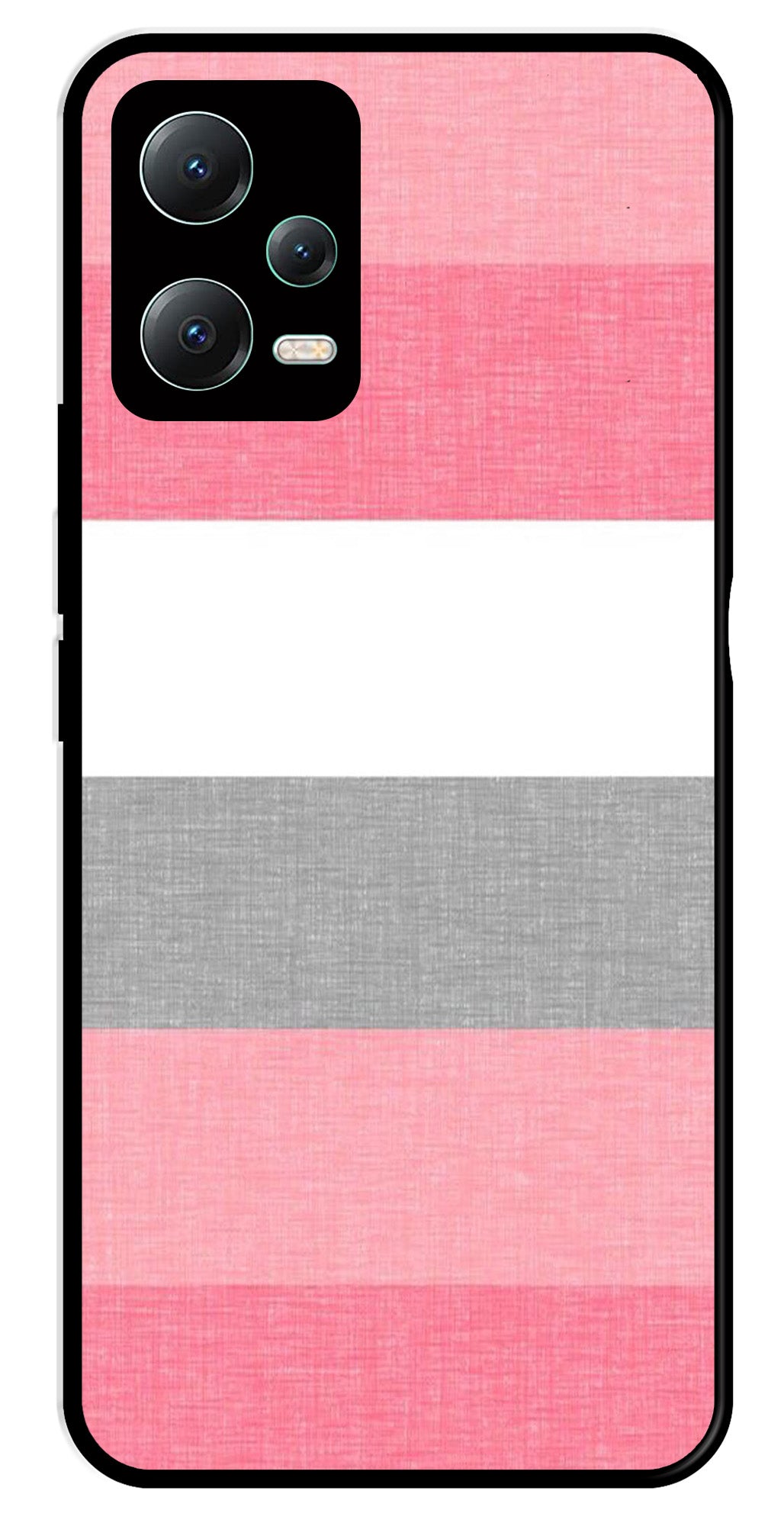 Pink Pattern Metal Mobile Case for Redmi Note 12 Pro Plus 5G   (Design No -23)