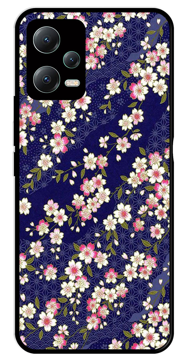 Flower Design Metal Mobile Case for Redmi Note 12 Pro 5G   (Design No -25)