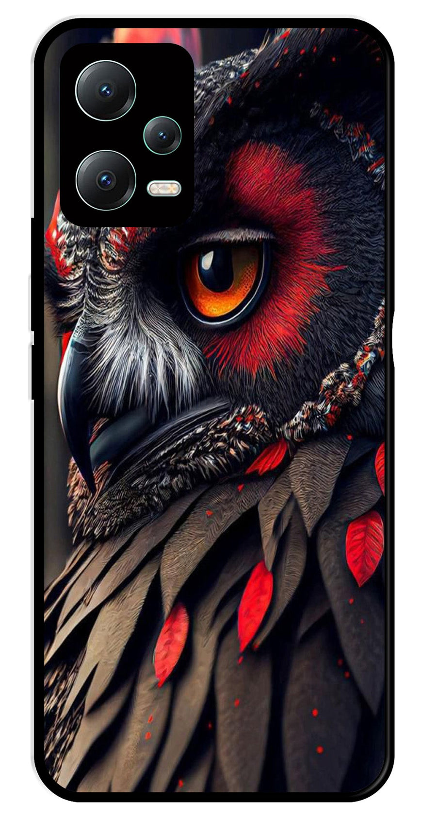 Owl Design Metal Mobile Case for Redmi Note 12 Pro 5G   (Design No -26)