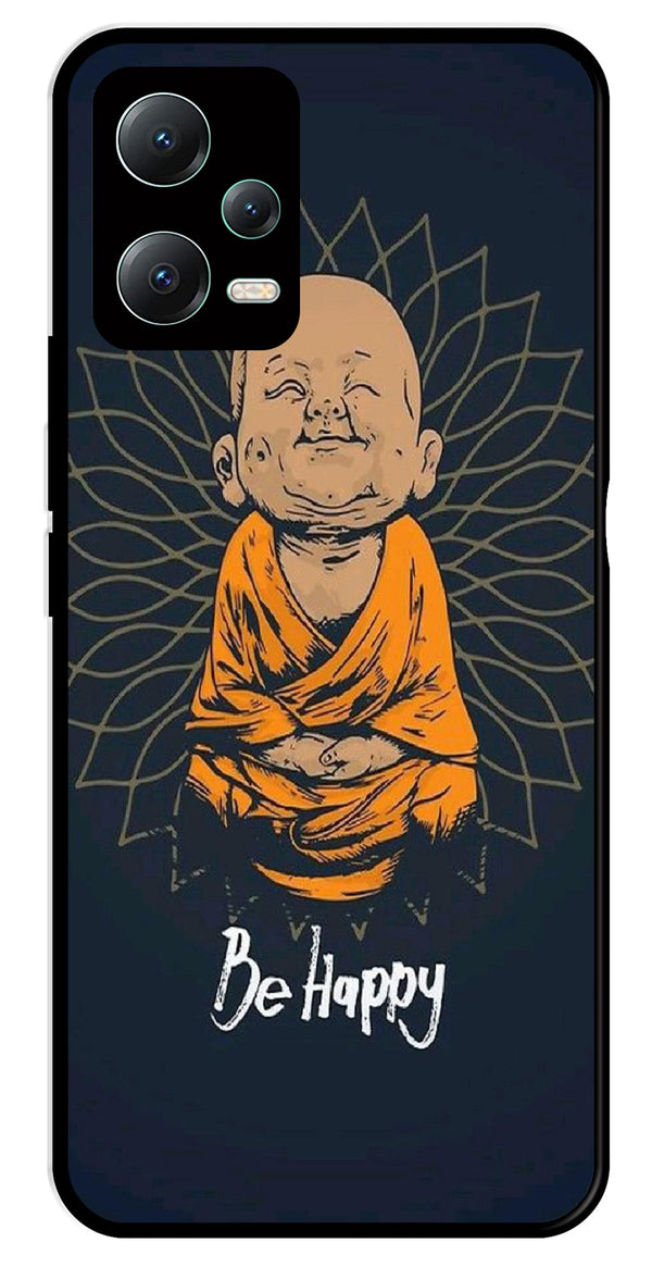 Be Happy Metal Mobile Case for Redmi Note 12 5G   (Design No -27)