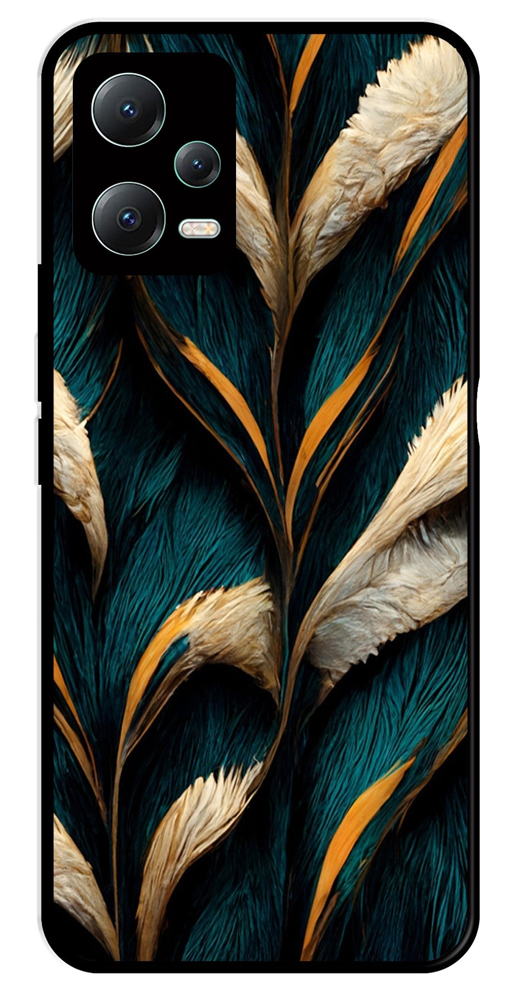 Feathers Metal Mobile Case for Redmi Note 12 Pro Plus 5G   (Design No -30)