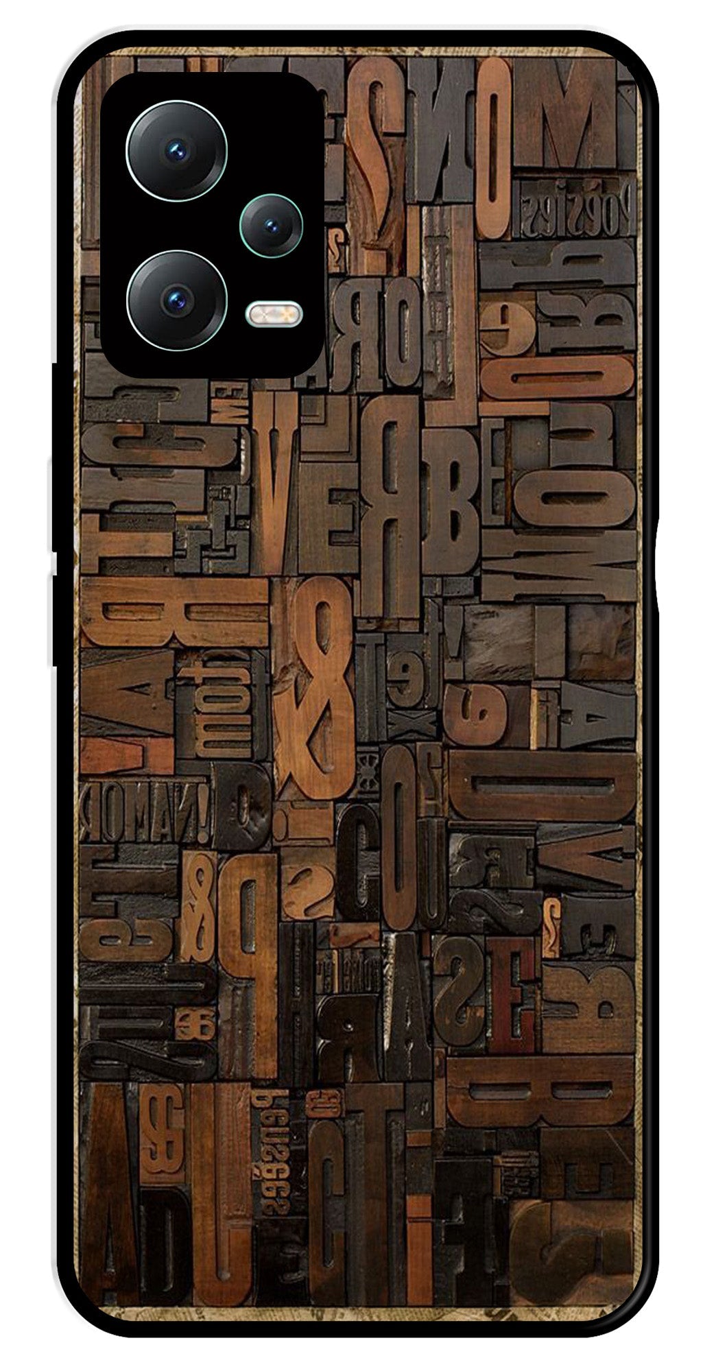 Alphabets Metal Mobile Case for Redmi Note 12 Pro Plus 5G   (Design No -32)