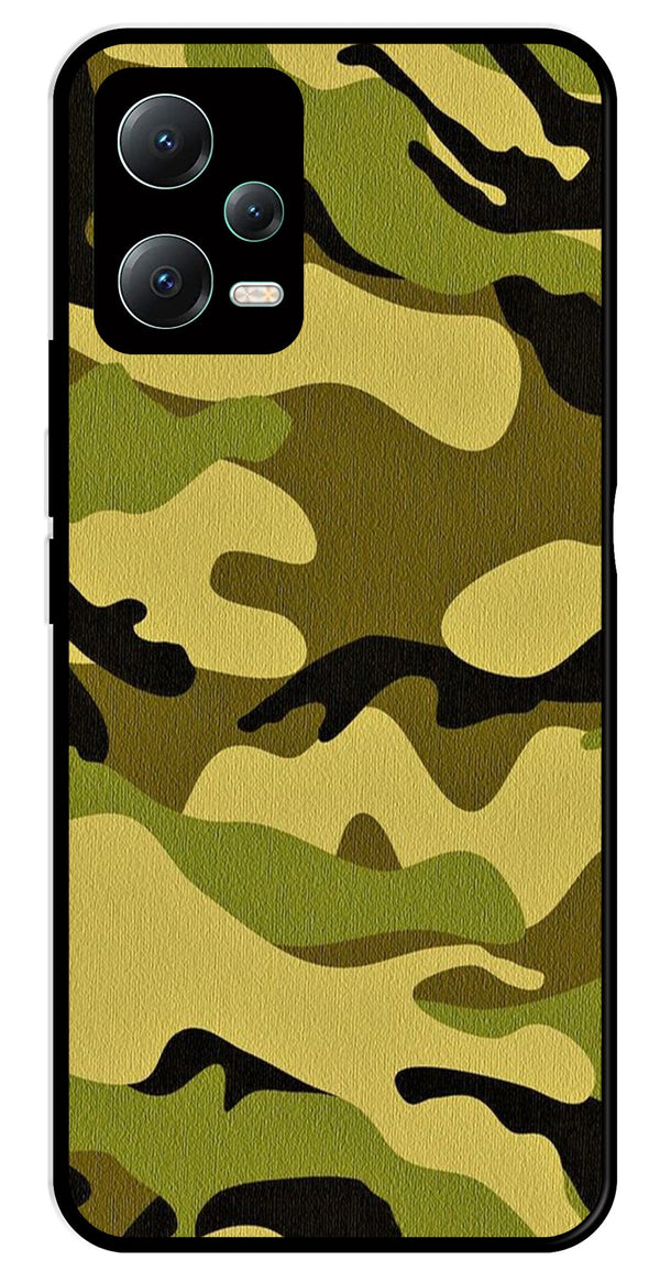 Army Pattern Metal Mobile Case for Redmi Note 12 Pro 5G   (Design No -35)