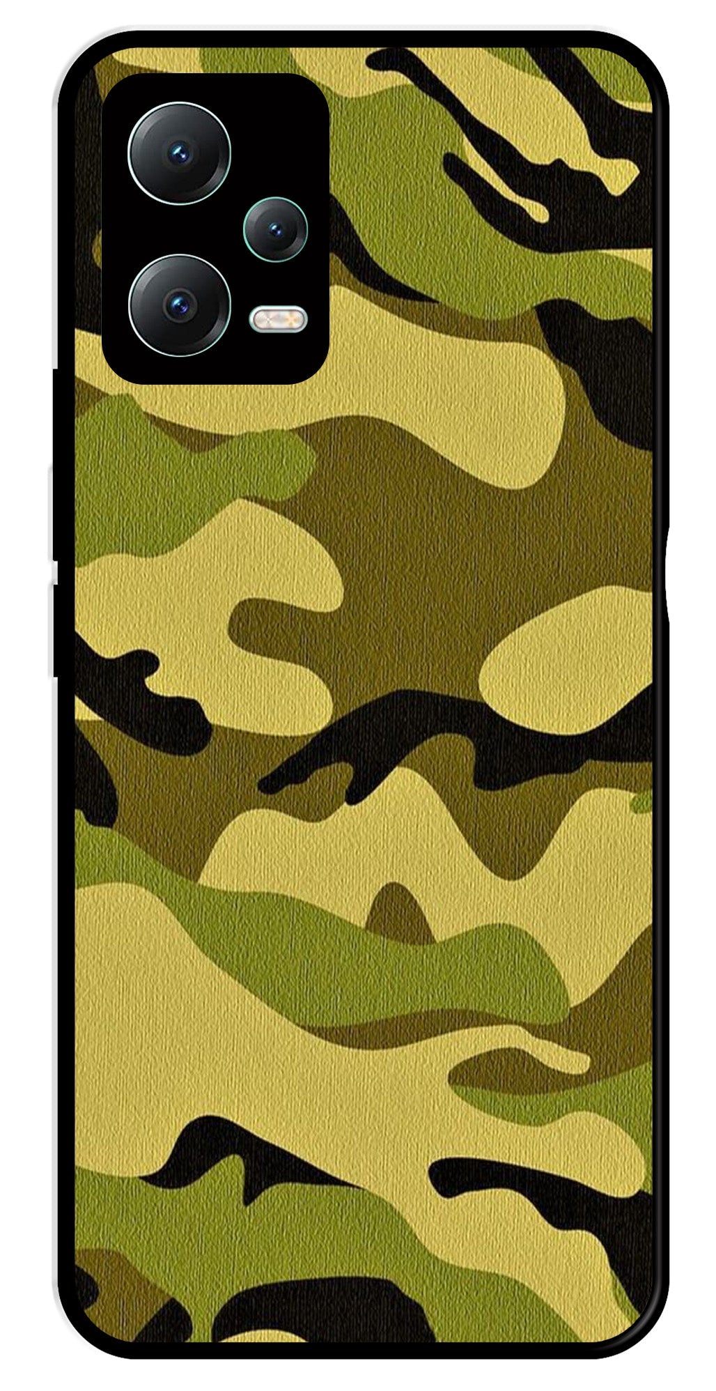 Army Pattern Metal Mobile Case for Redmi Note 12 Pro Plus 5G   (Design No -35)