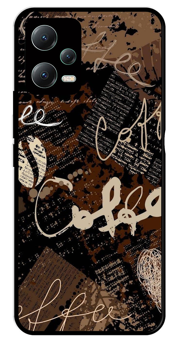 Coffee Pattern Metal Mobile Case for Redmi Note 12 5G   (Design No -37)