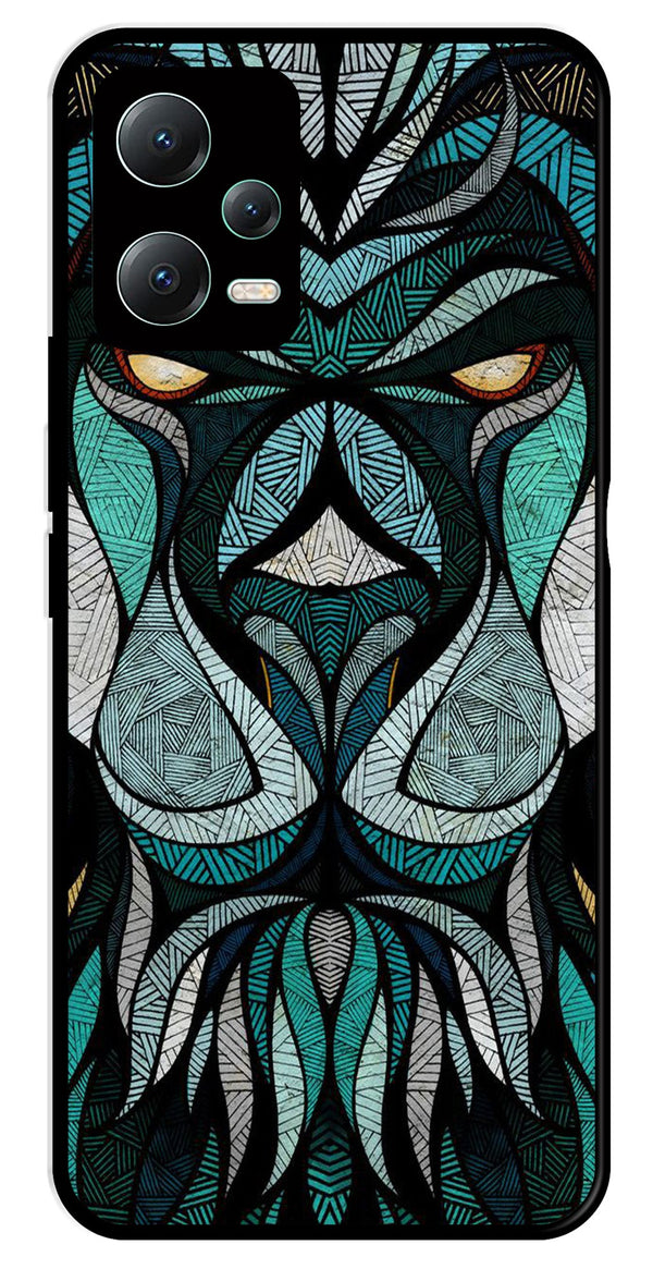 Lion Pattern Metal Mobile Case for Redmi Note 12 5G   (Design No -40)