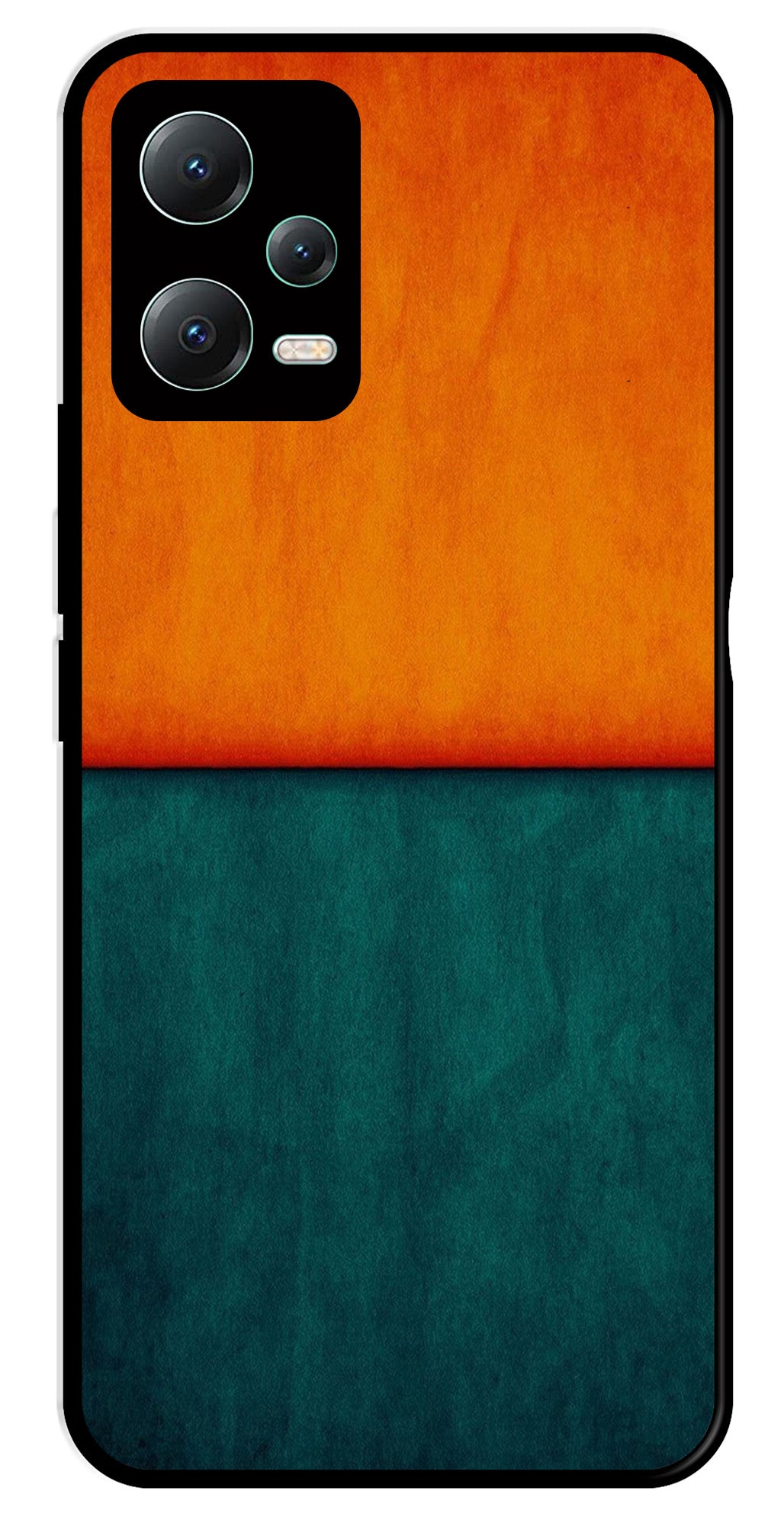 Orange Green Pattern Metal Mobile Case for Redmi Note 12 Pro Plus 5G   (Design No -45)
