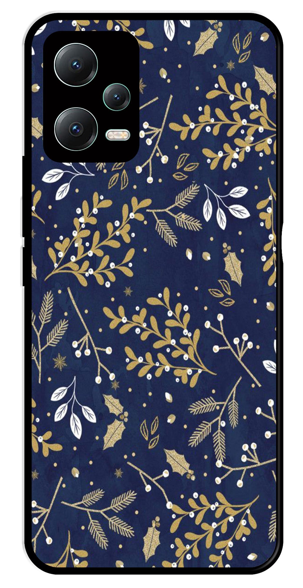 Floral Pattern  Metal Mobile Case for Redmi Note 12 Pro Plus 5G   (Design No -52)