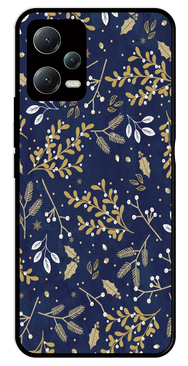 Floral Pattern  Metal Mobile Case for Redmi Note 12 5G   (Design No -52)