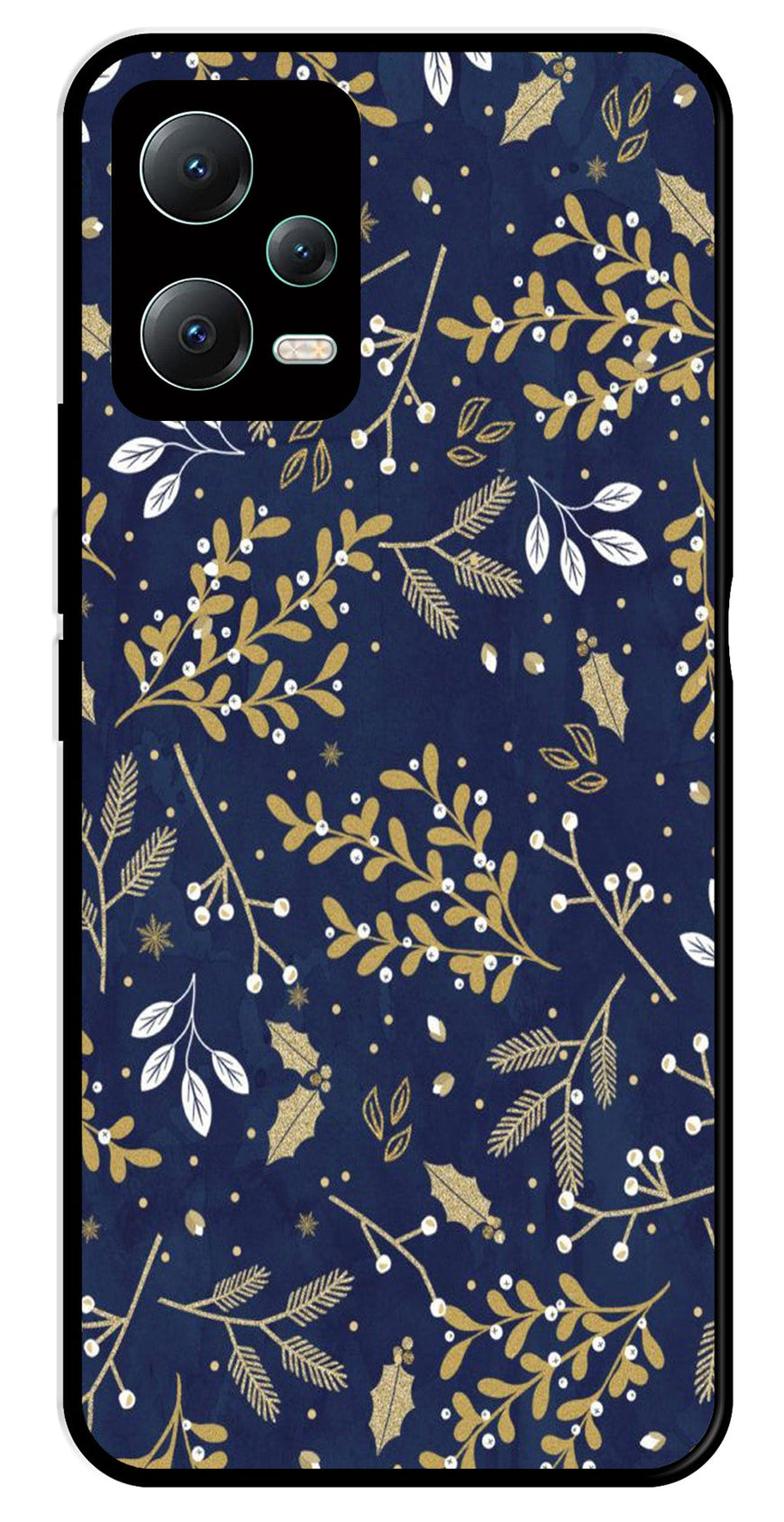 Floral Pattern  Metal Mobile Case for Redmi Note 12 Pro 5G   (Design No -52)