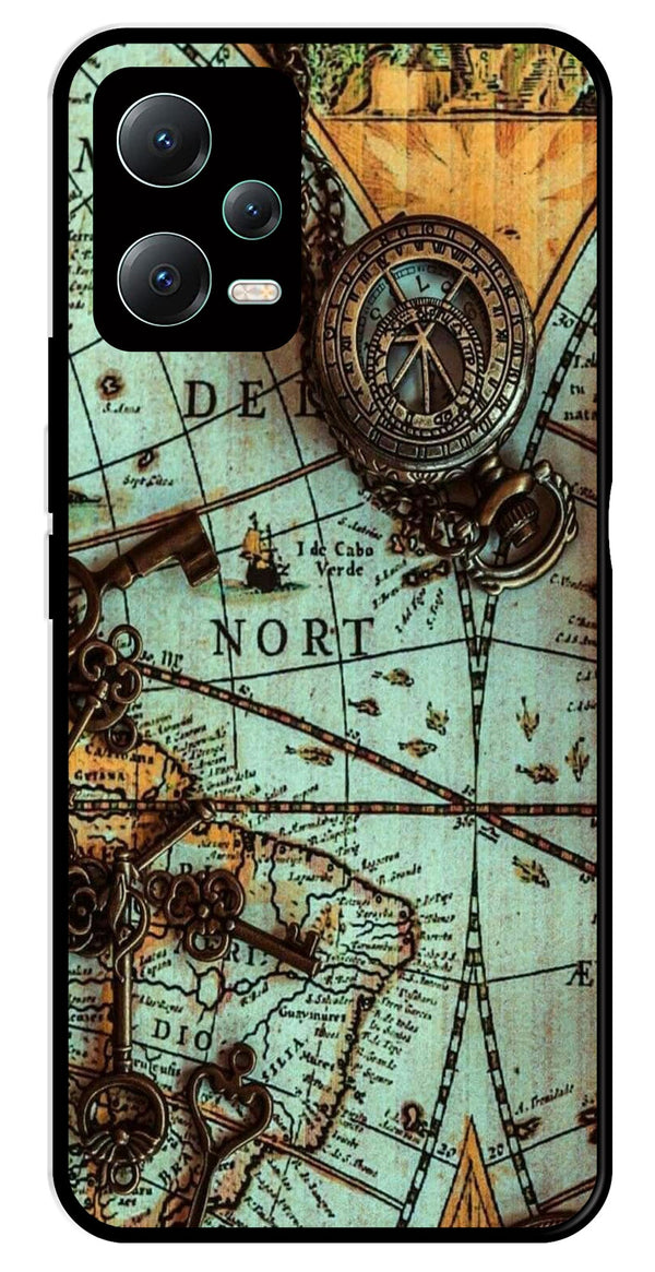 Map Design Metal Mobile Case for Redmi Note 12 Pro 5G   (Design No -54)