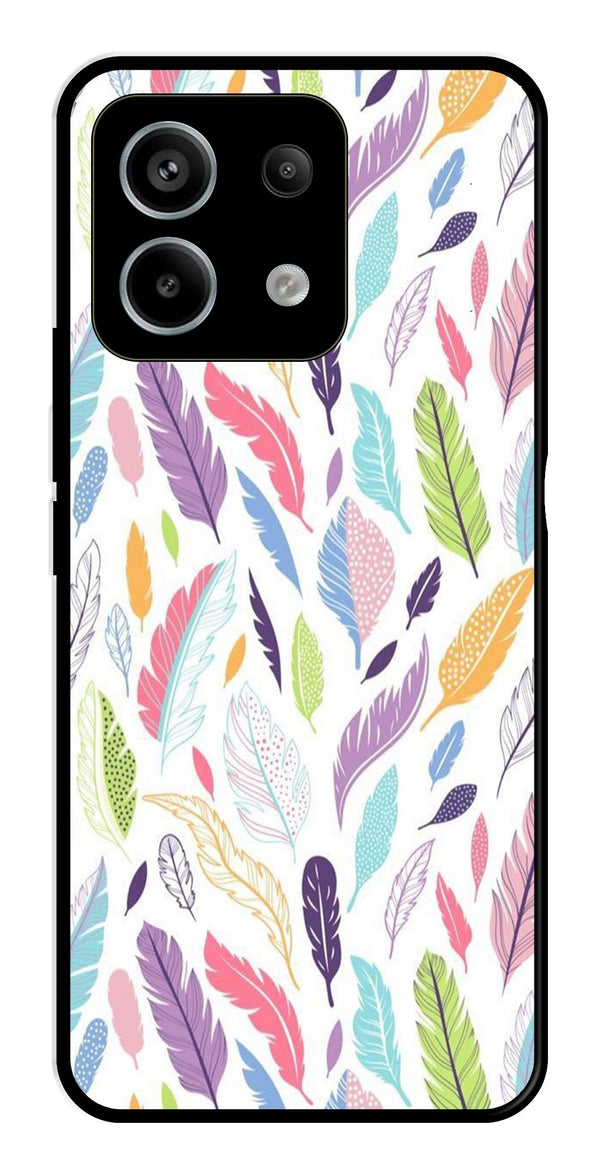 Colorful Feathers Metal Mobile Case for Redmi Note 13 5G   (Design No -06)