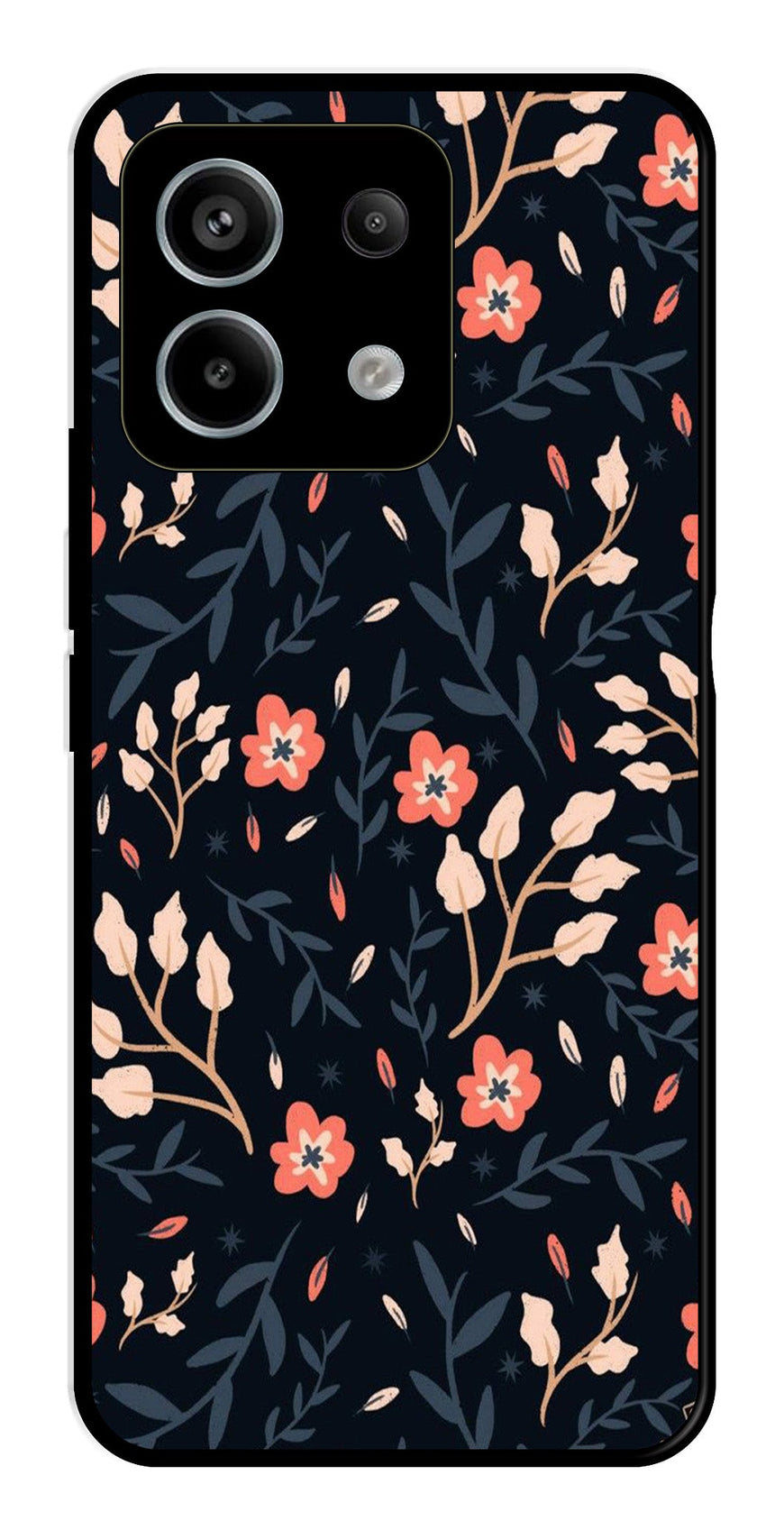Floral Pattern Metal Mobile Case for Redmi Note 13 5G   (Design No -10)