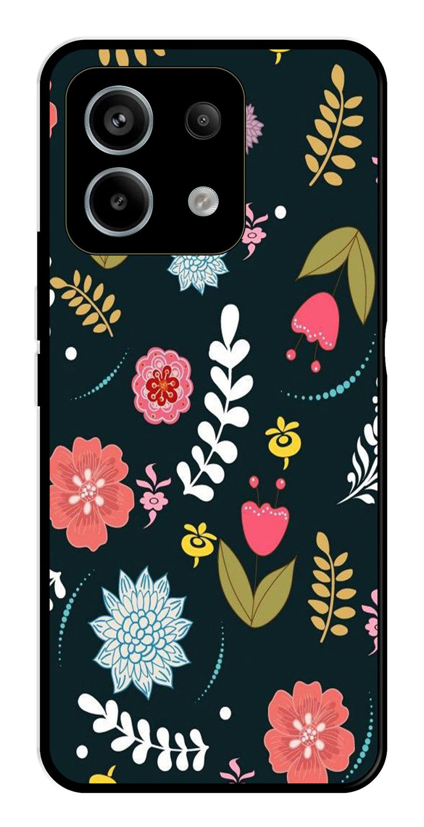 Floral Pattern2 Metal Mobile Case for Redmi Note 13 5G   (Design No -12)