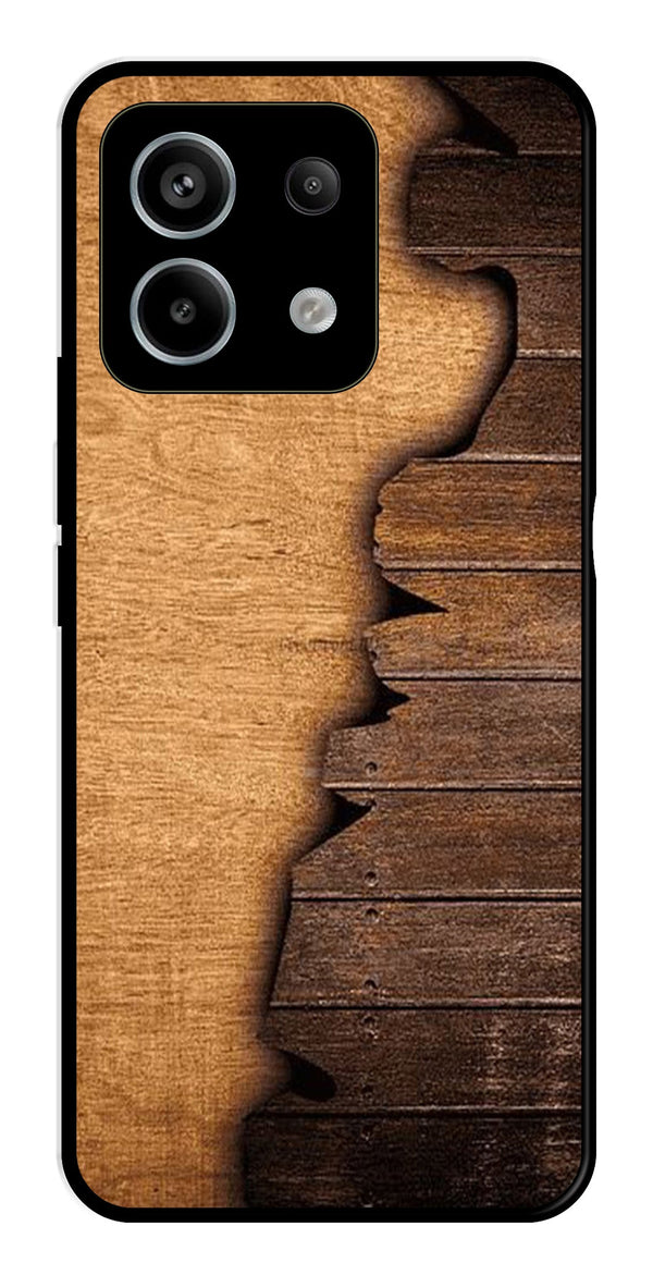 Wooden Design Metal Mobile Case for Redmi Note 13 5G   (Design No -13)