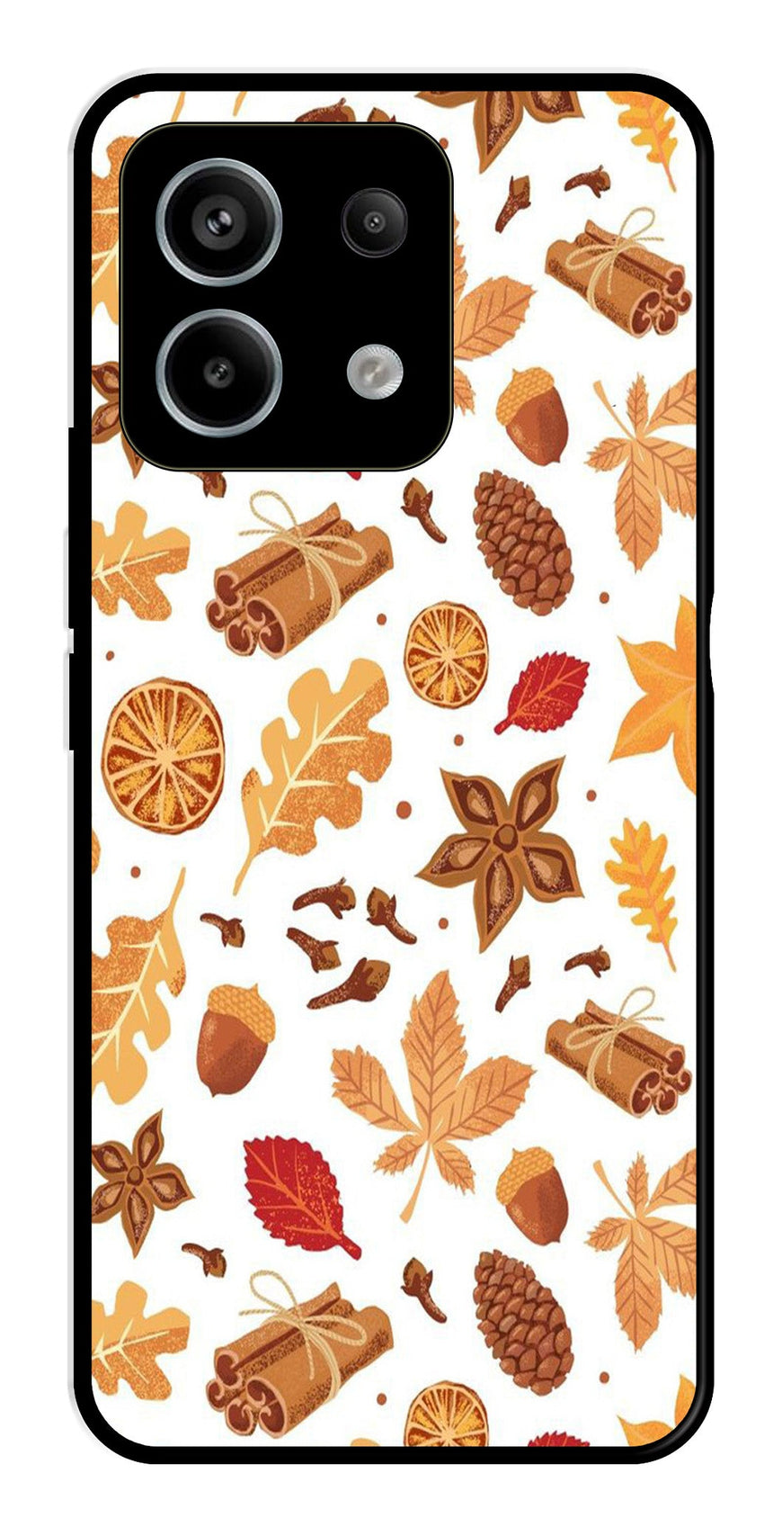 Autumn Leaf Metal Mobile Case for Redmi Note 13 5G   (Design No -19)