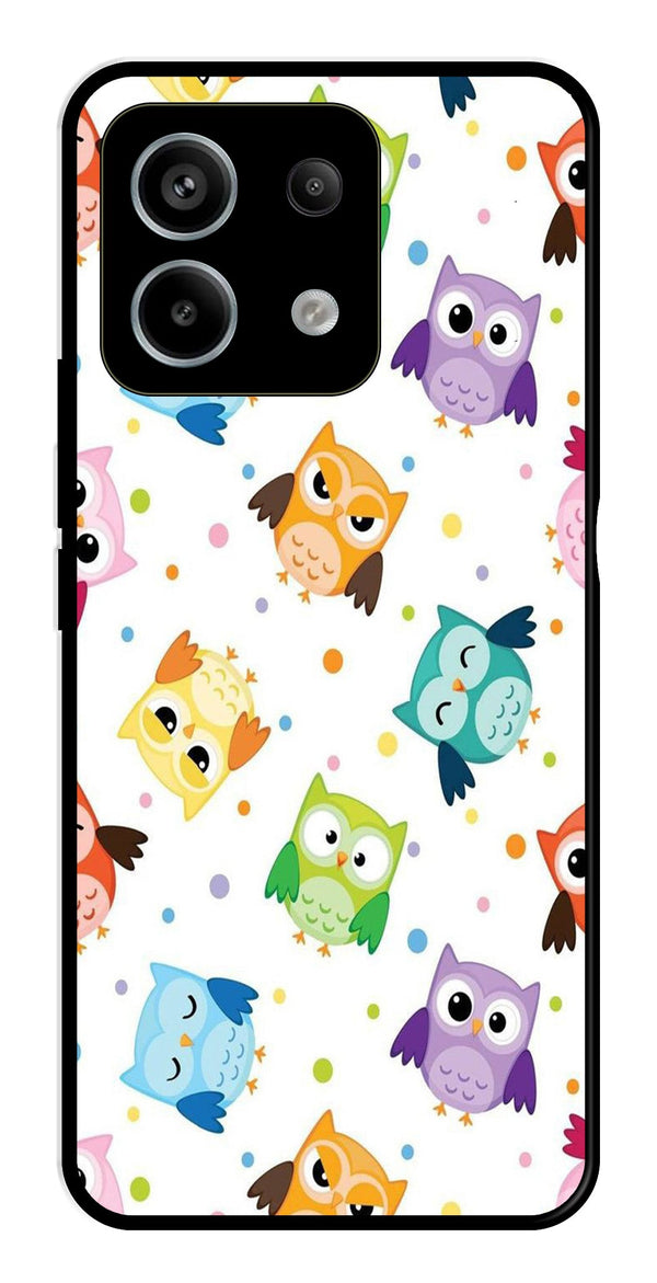 Owls Pattern Metal Mobile Case for Redmi Note 13 5G   (Design No -20)
