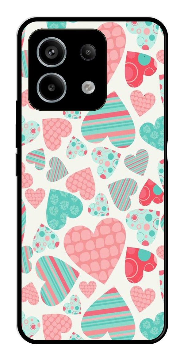 Hearts Pattern Metal Mobile Case for Redmi Note 13 Pro 5G   (Design No -22)