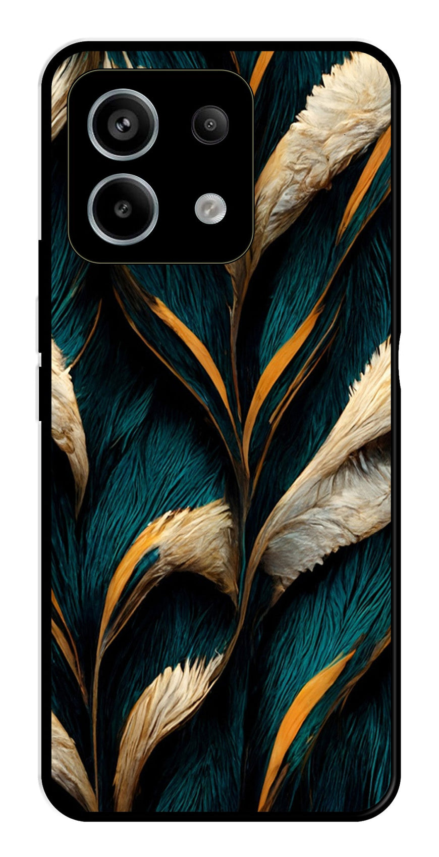 Feathers Metal Mobile Case for Redmi Note 13 5G   (Design No -30)