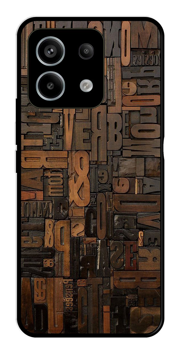 Alphabets Metal Mobile Case for Redmi Note 13 5G   (Design No -32)