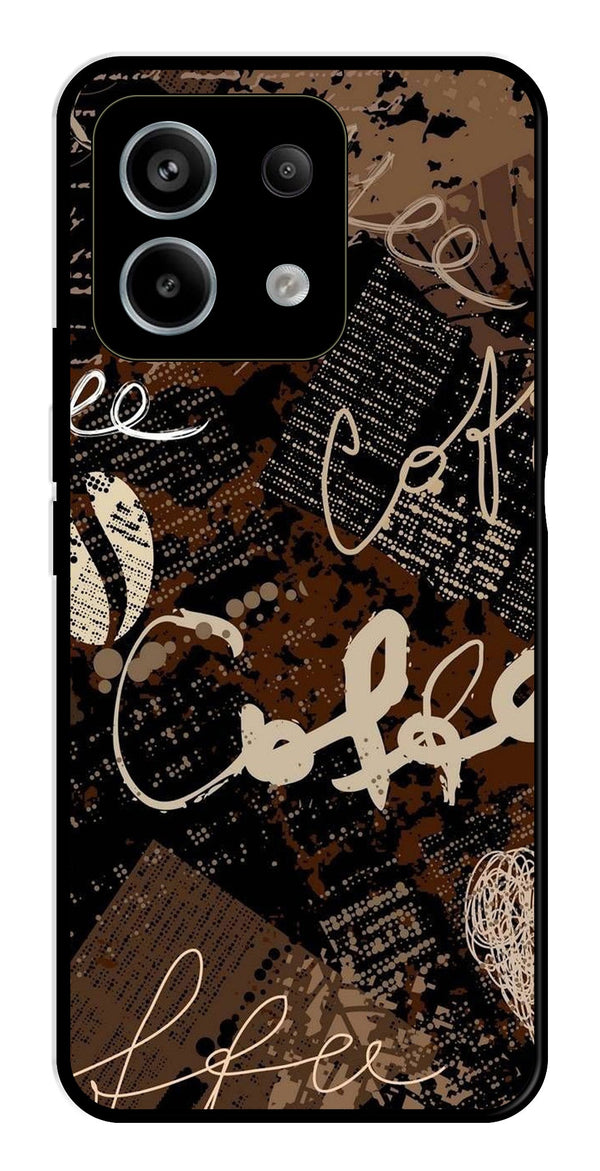 Coffee Pattern Metal Mobile Case for Redmi Note 13 Pro 5G   (Design No -37)