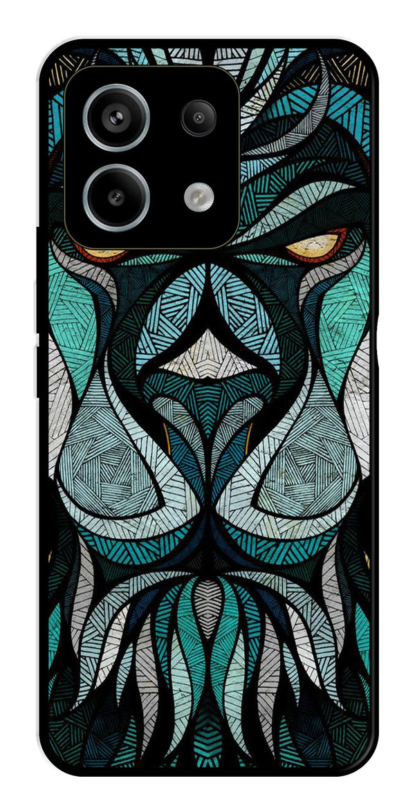Lion Pattern Metal Mobile Case for Redmi Note 13 5G   (Design No -40)