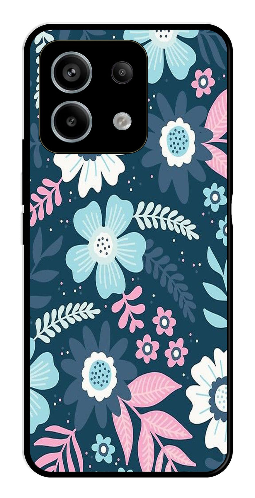 Flower Leaves Design Metal Mobile Case for Redmi Note 13 Pro 5G   (Design No -50)