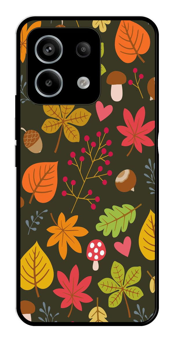 Leaves Design Metal Mobile Case for Redmi Note 13 Pro 5G   (Design No -51)