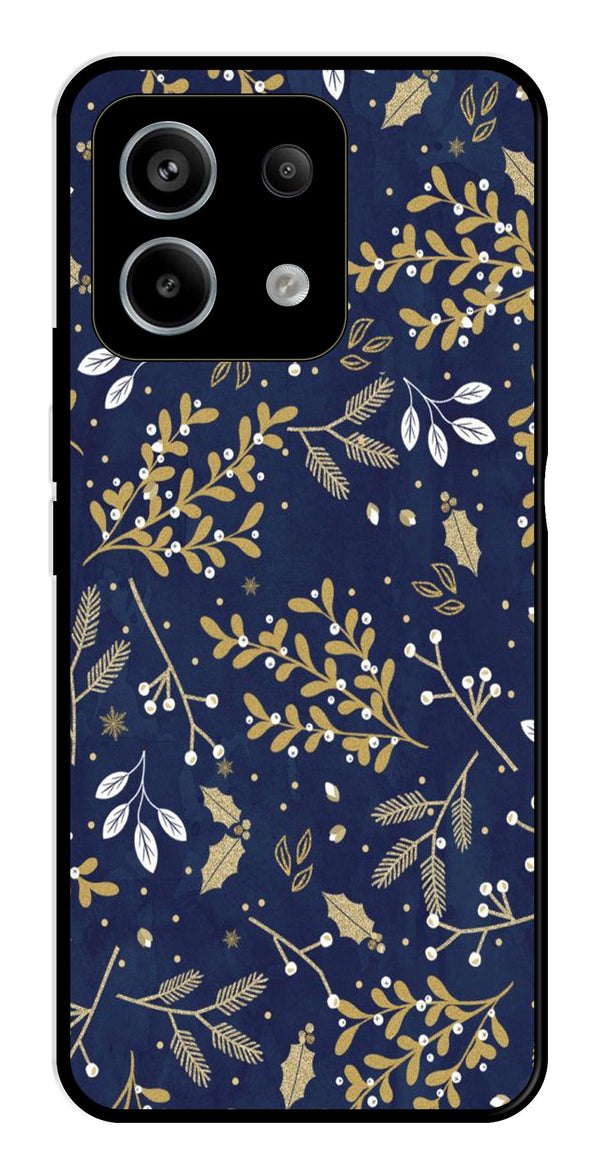 Floral Pattern  Metal Mobile Case for Redmi Note 13 5G   (Design No -52)