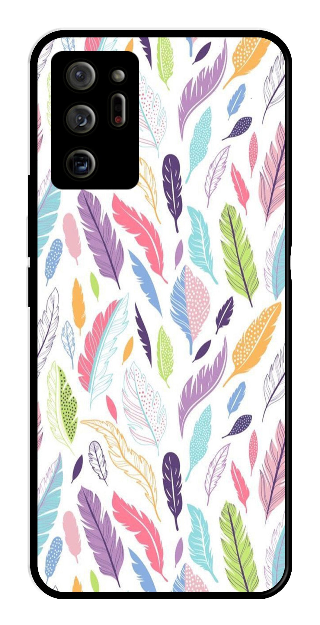 Colorful Feathers Metal Mobile Case for Samsung Galaxy Note 20 Ultra   (Design No -06)