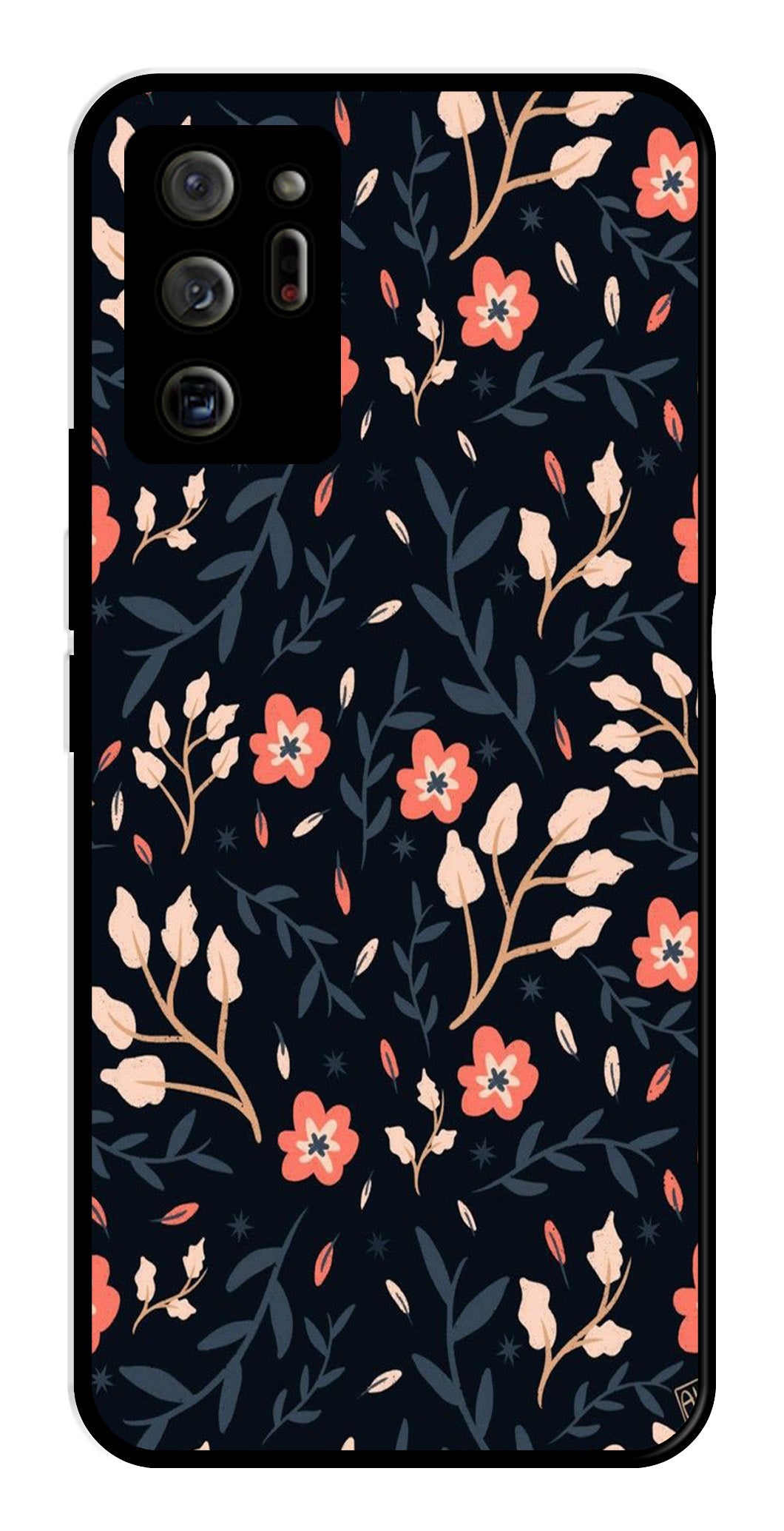 Floral Pattern Metal Mobile Case for Samsung Galaxy Note 20 Ultra   (Design No -10)