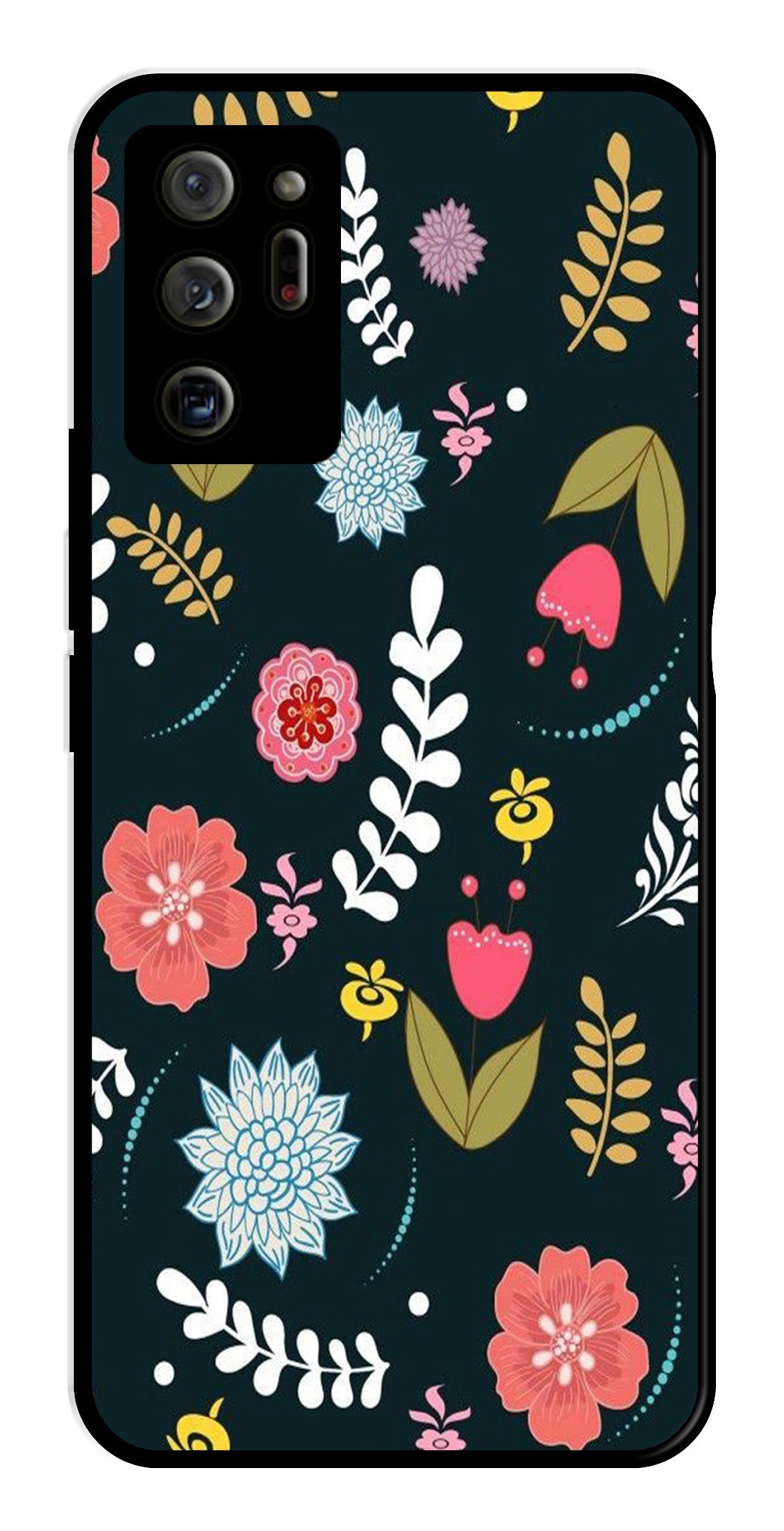 Floral Pattern2 Metal Mobile Case for Samsung Galaxy Note 20 Ultra   (Design No -12)