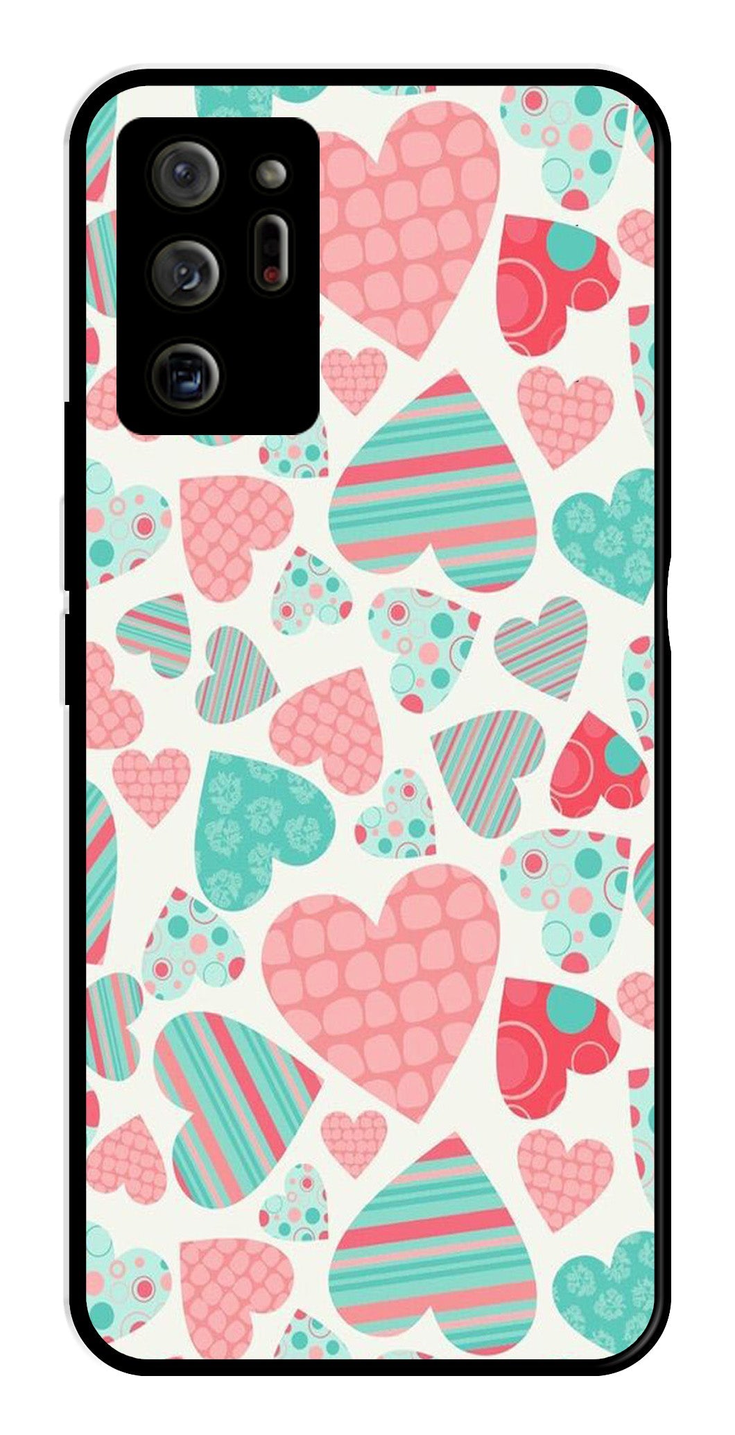 Hearts Pattern Metal Mobile Case for Samsung Galaxy Note 20 Ultra   (Design No -22)