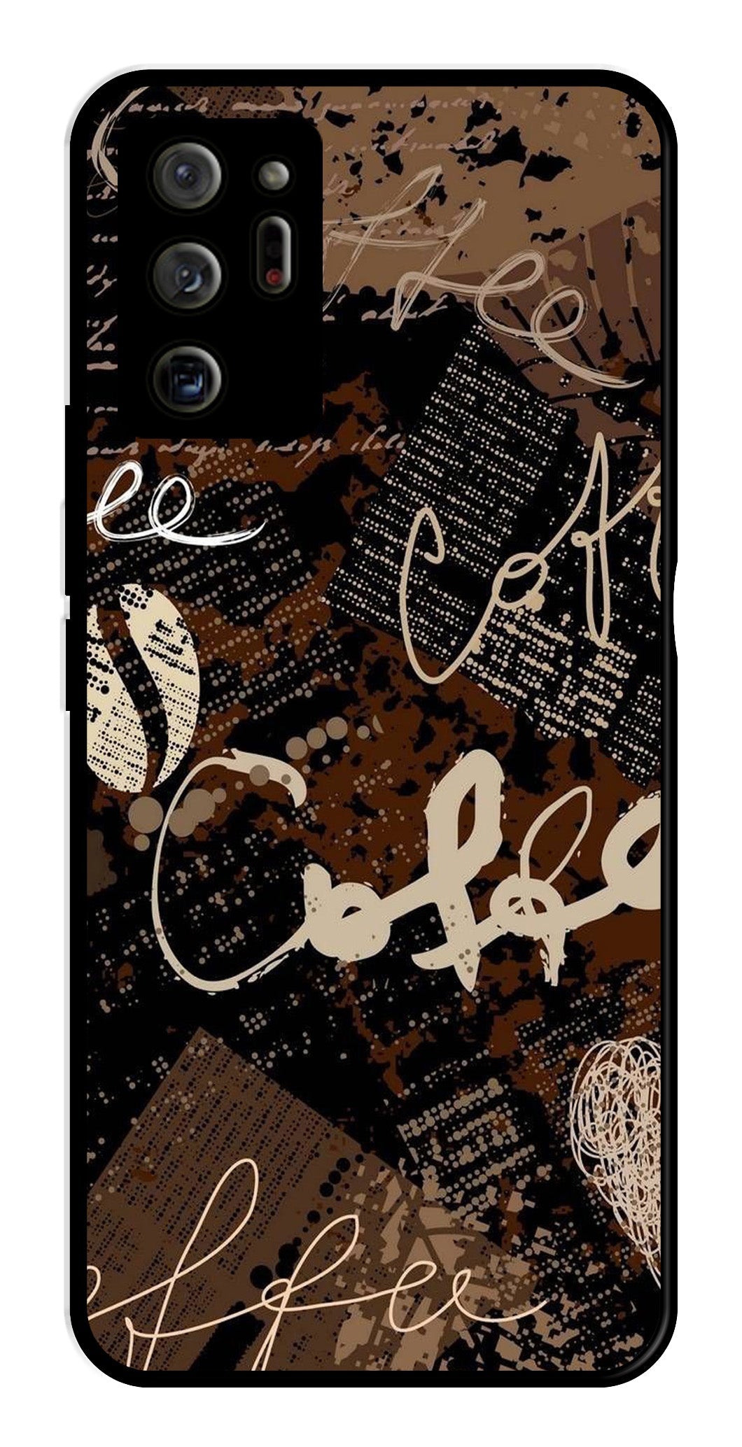 Coffee Pattern Metal Mobile Case for Samsung Galaxy Note 20 Ultra   (Design No -37)