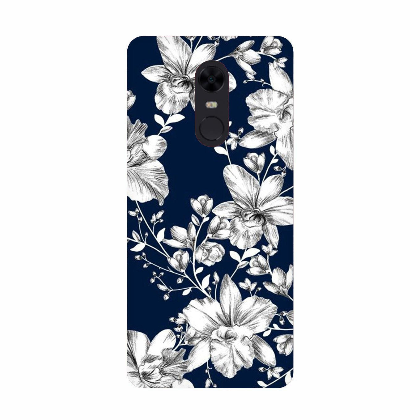 White flowers Blue Background Case for Redmi Note 5