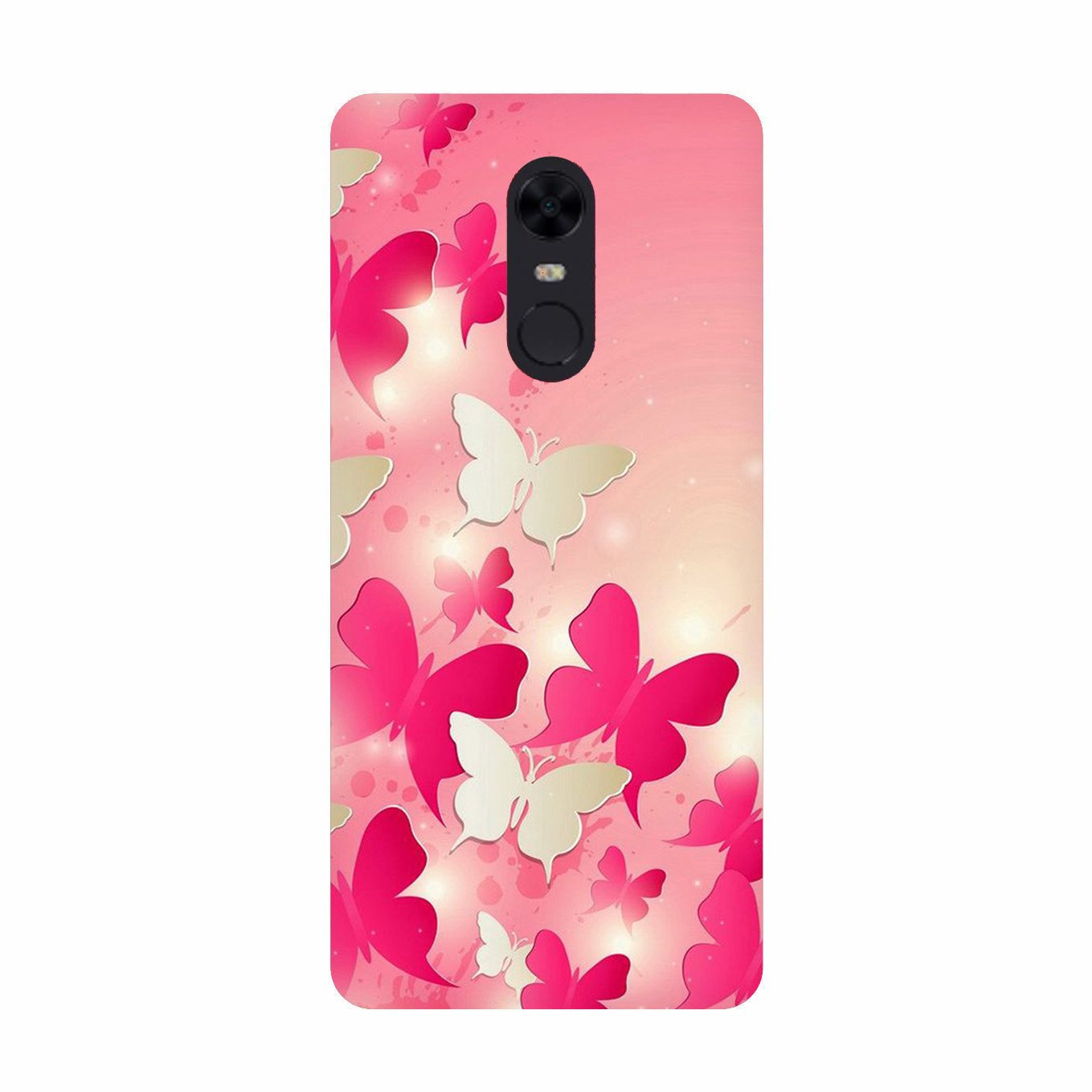 White Pick Butterflies Case for Redmi Note 5