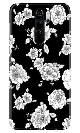 White flowers Black Background Case for Xiaomi Redmi Note 8 Pro