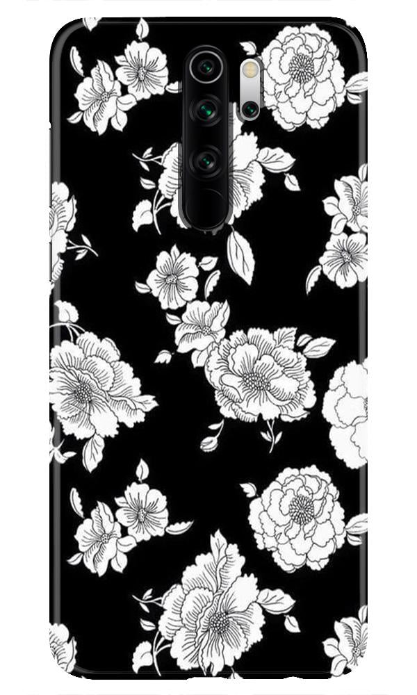 White flowers Black Background Case for Xiaomi Redmi Note 8 Pro